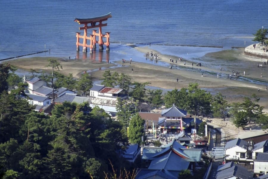 Miyajima Mt Misen looking down on torii near