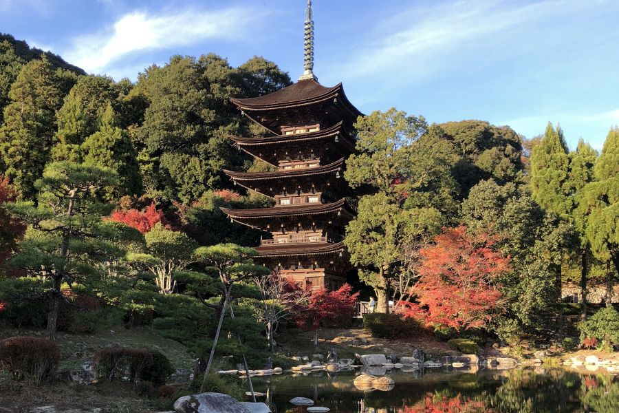 Yamaguchi Ruriko-ji temple pagoda in autumn