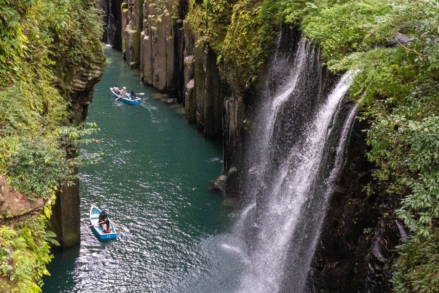 Miyazaki, Takachiho Gorge waterfall and boat